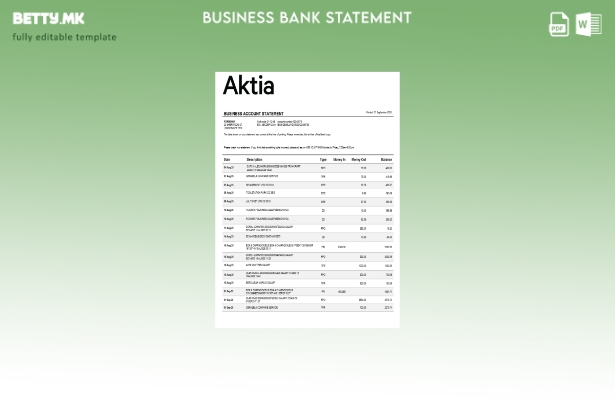 модерен стил Извод од деловна фирма на Актиа банка Шаблон за формат Word и PDF